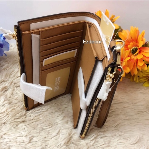 NWT Michael Kors Jet Set Double Zip Wristlet Brown - Picture 7 of 8